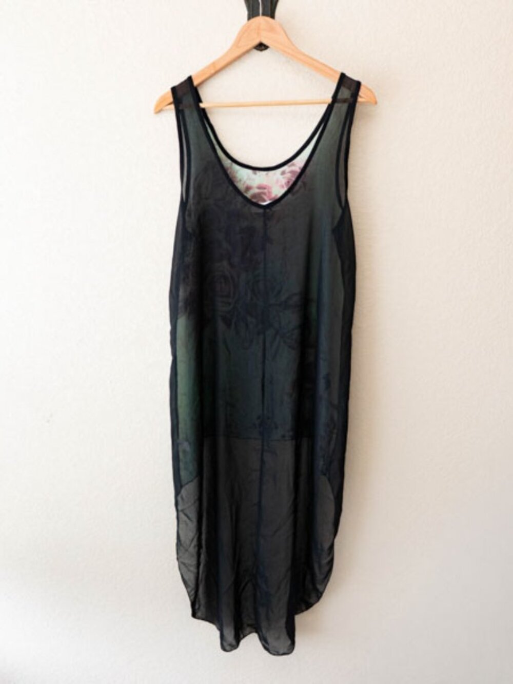 Carpe Diem Hi Low Semi Sheer Floral Rhinestone Studded Tank Top Boho M - Picture 9 of 13